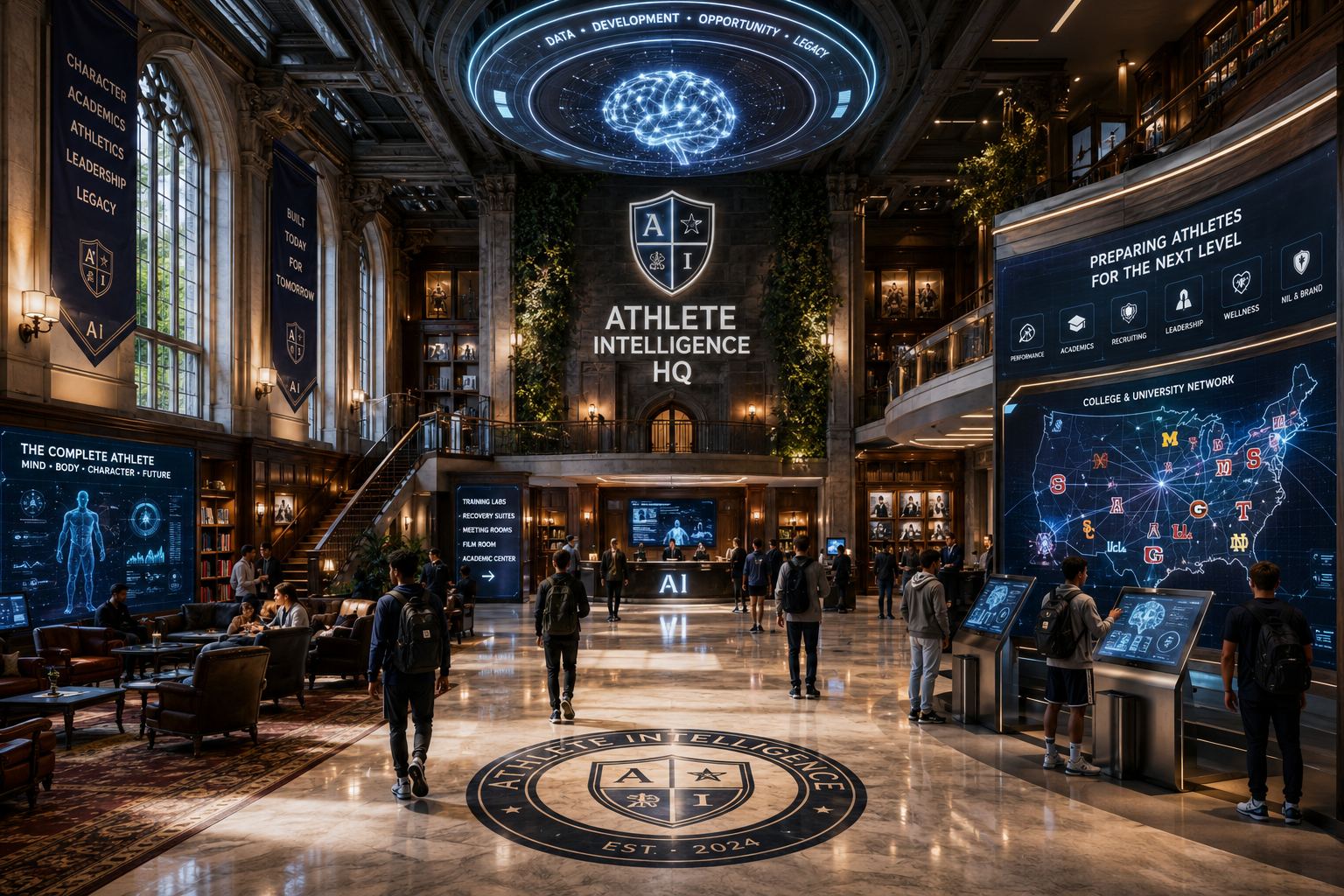 The Center of Excellence lobby at Athlete Intelligence HQ